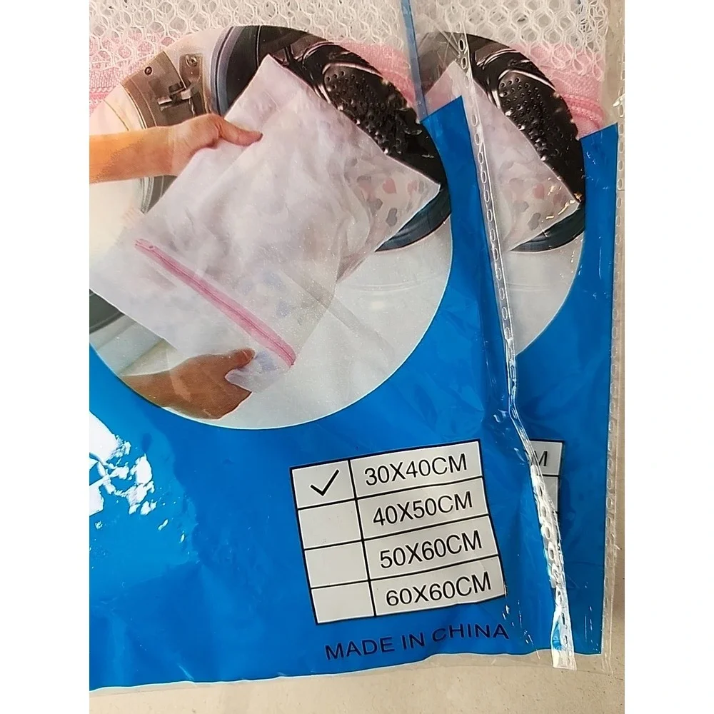 New 2-Pks Mesh Travel Laundry Wash Bags Zipper Bags for Delicates 12